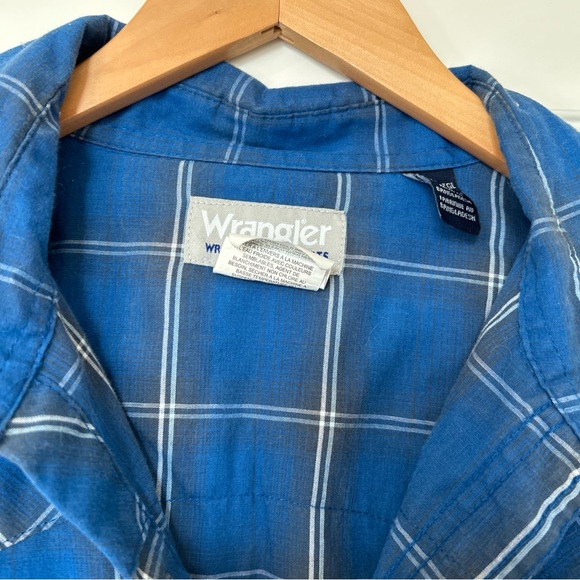 Wrangler Blue Plaid Men's Shirt XLT - Picture 2 of 3